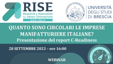 Circolarità PMI in Italia: il 28/09 il convegno RISE