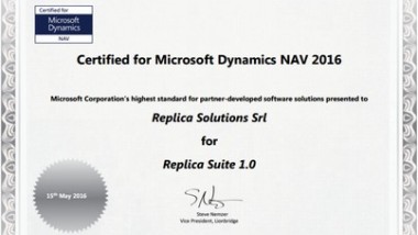 Replica Suite 1.0 certificata per Microsoft Dynamics NAV